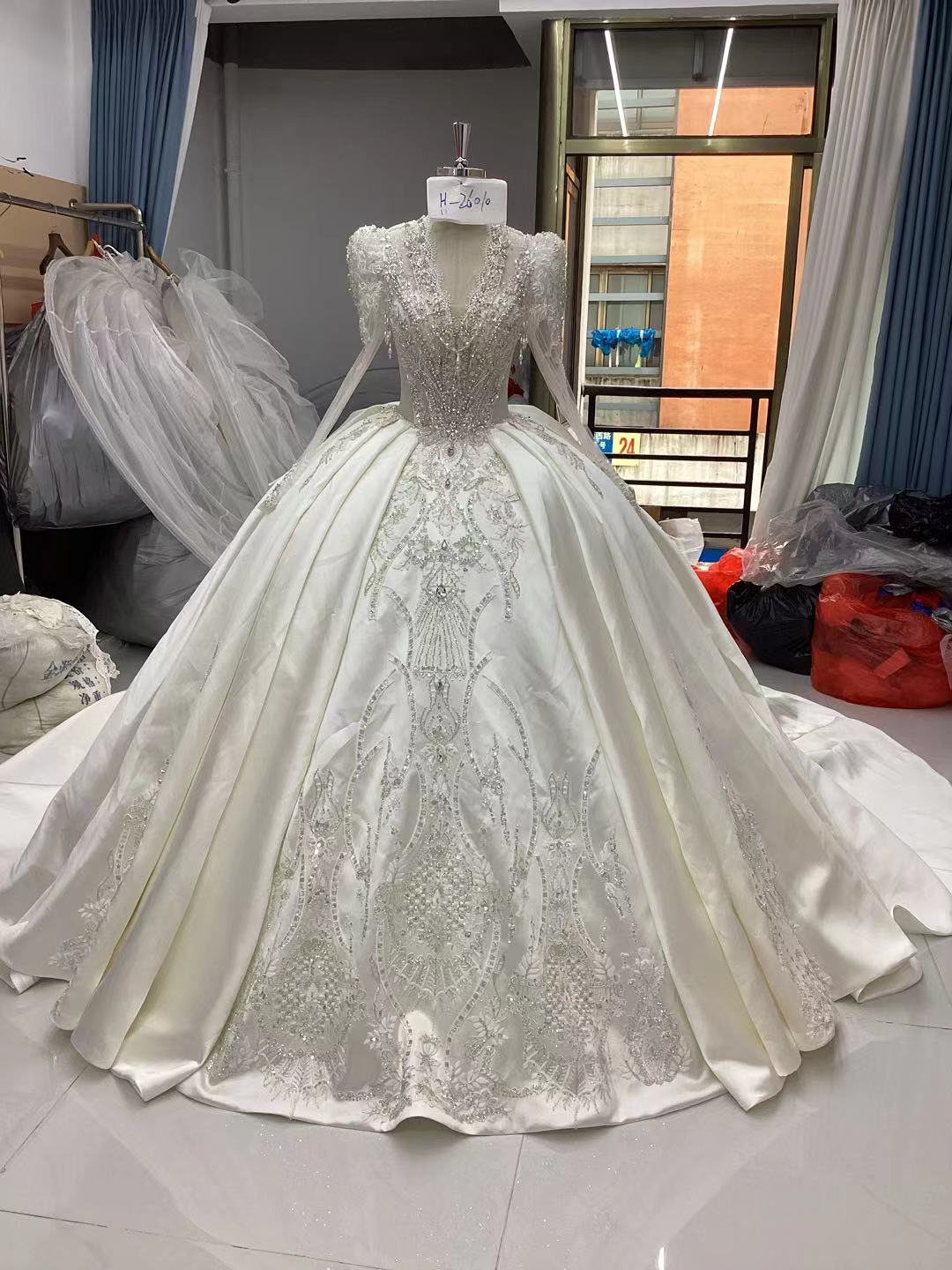 H-26010 Crystal Embroidered Ball Gown Wedding Dress (ZD17544) - View 2 | VelvetHem