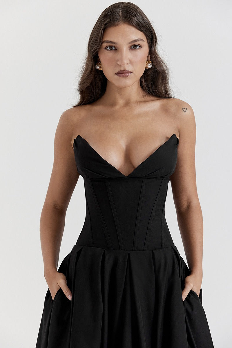 Strapless Corset A Dress with Relaxed Fit and Modern Casual Wear