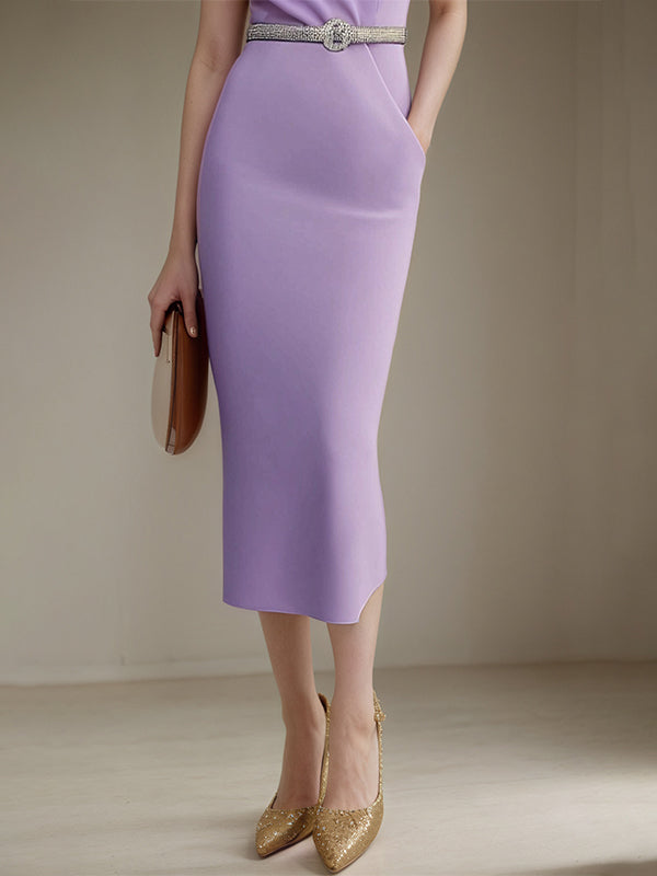 Semi-Formal Dress Purple Boat Neck Sleeveless Pockets Fomal Dresses - View 3 | FashionDia