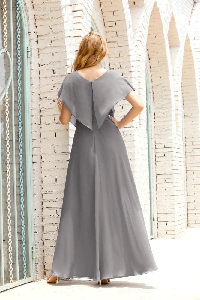 Zapdress Mother of The Bride Dresses Plus Size V-Neck Floor Length Formal Prom Dress for Wedding Guest 28020 (ZD17058)