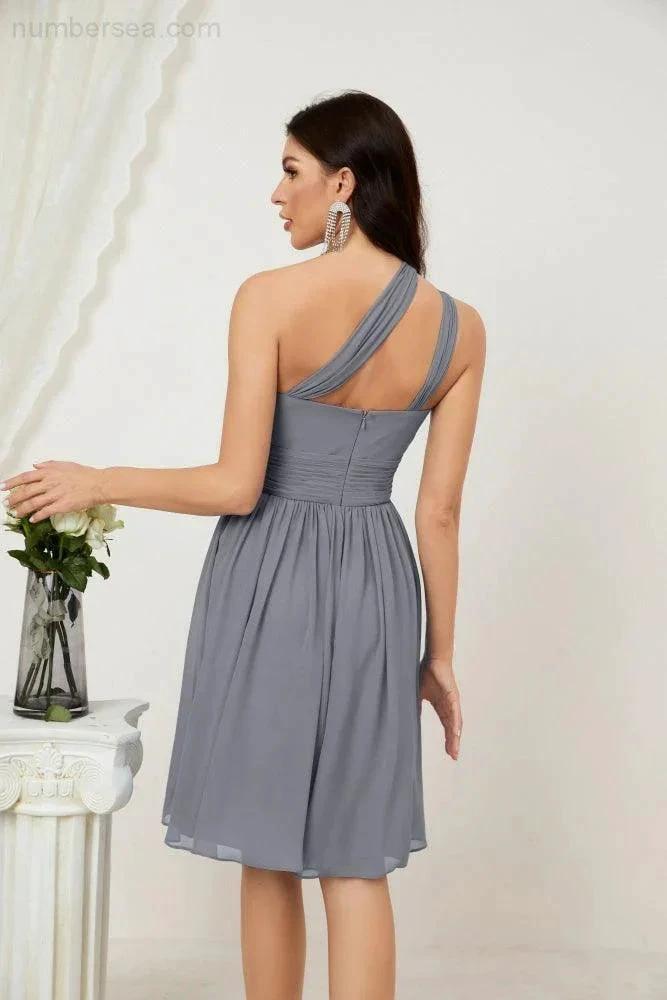 ZapDress Women Chiffon Short One Shoulder Bridesmaid Dress Formal Dresses for Party Homecoming 2804 (ZD16948)
