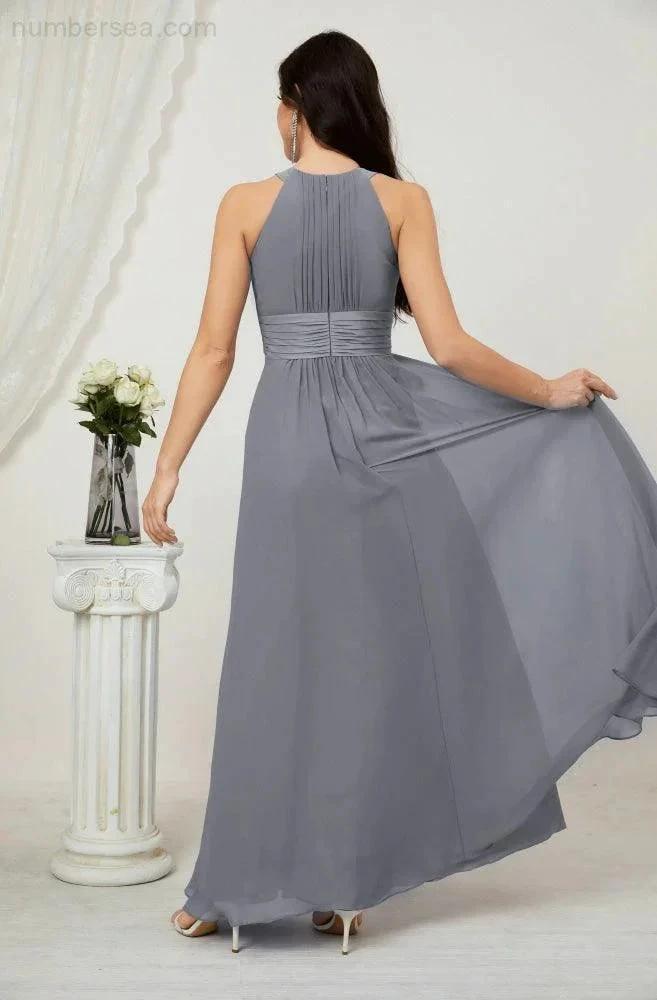 ZapDress Formal Party Gown Dress Chiffon Halter Long Sleeveless Bridesmaid Dresses 2802 (ZD16960)