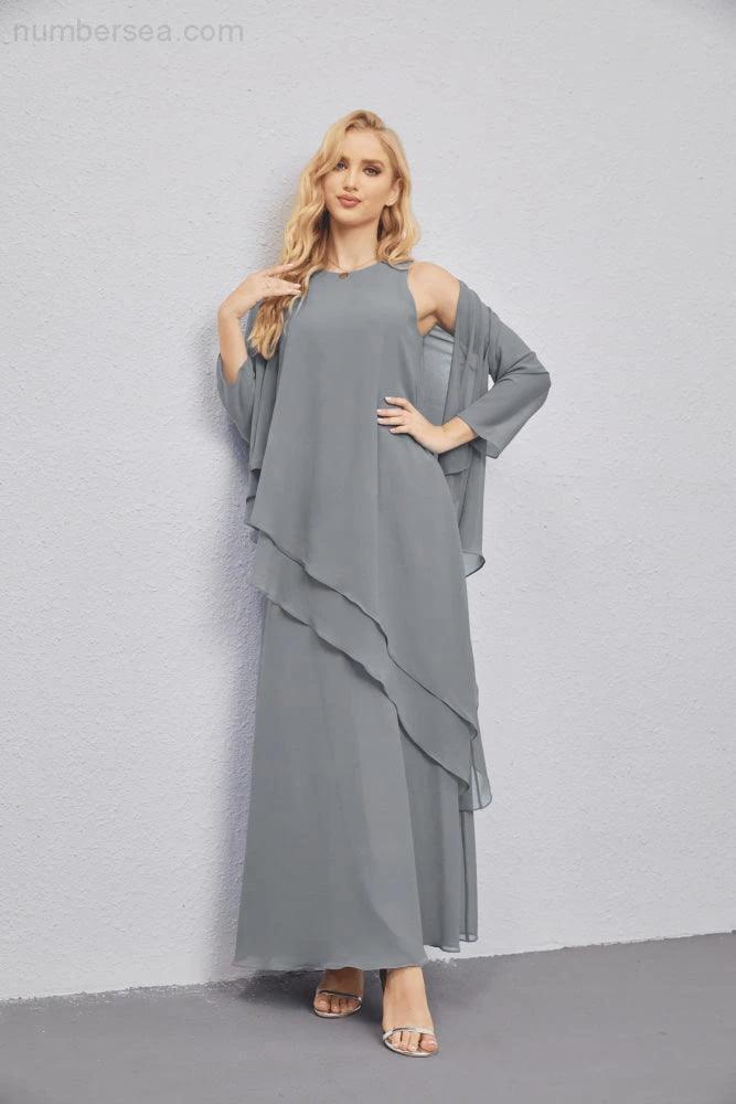 Mother of Bride Dresses with Open Front Lightweight Cardigan Formal Prom Gown 28081 (ZD16990)