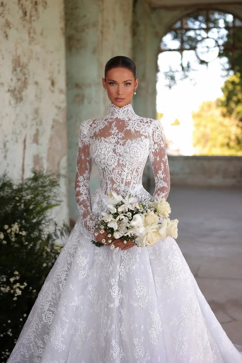 Designer Wedding Dresses A Line Lace Wedding Dresses With Sleeves (ZD17409) - View 4 | VelvetHem