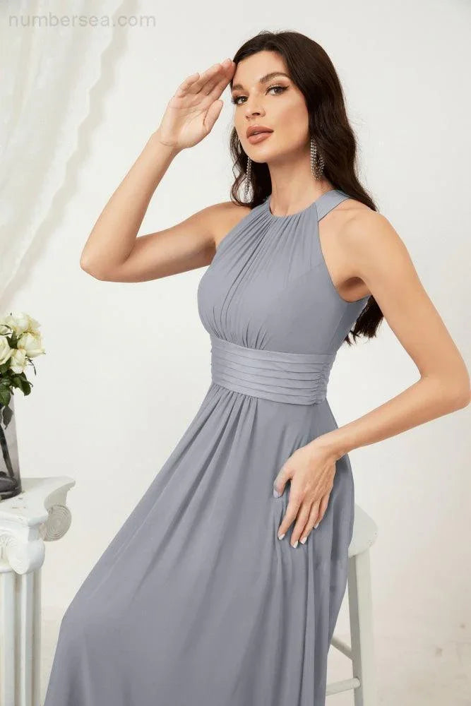 ZapDress Formal Party Gown Dress Chiffon Halter Long Sleeveless Bridesmaid Dresses 2802 (ZD16960)