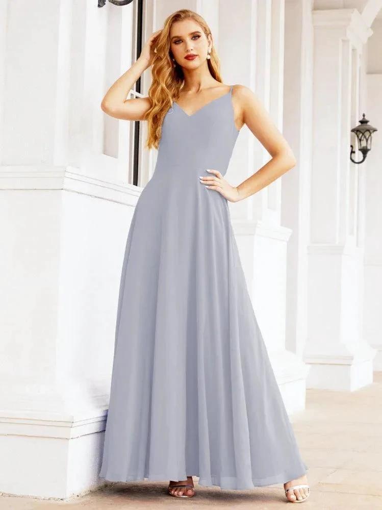 Numbersea Spaghetti Strap Bridesmaid Dresses V Neck Butterfly Back Fromal Evening Party Prom Gown 28036 by numbersea