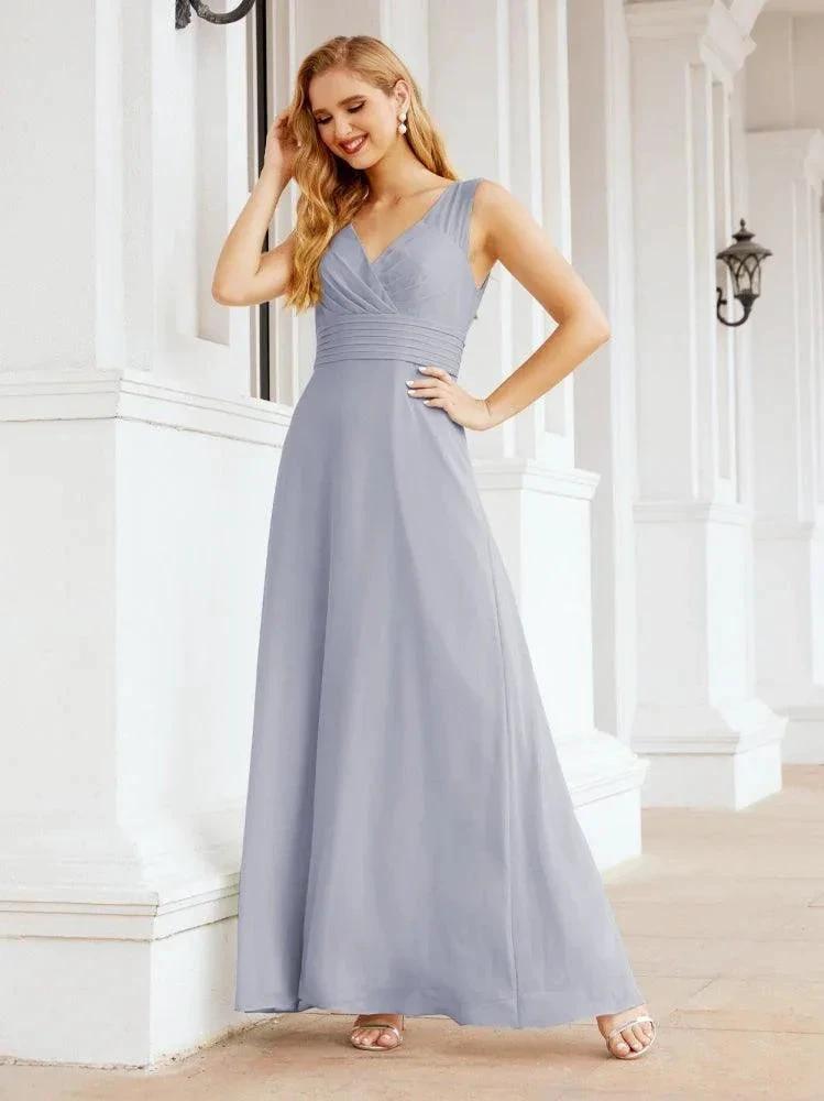Formal Prom Gown Elegant V-Neck Sleeveless Bridesmaid Dresses for Wedding Party 28037 by numbersea