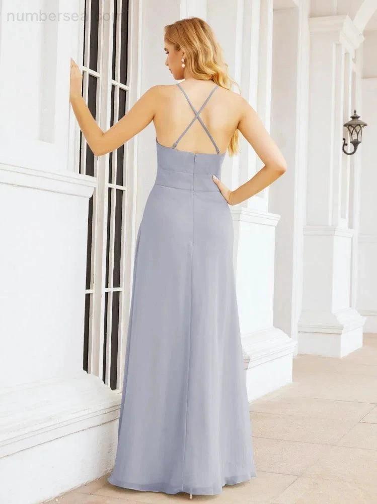 ZapDress Halter Bridesmaid Dresses with Pockets Sleeveless Formal Evening Party Prom Gowns 28055 (ZD17039)