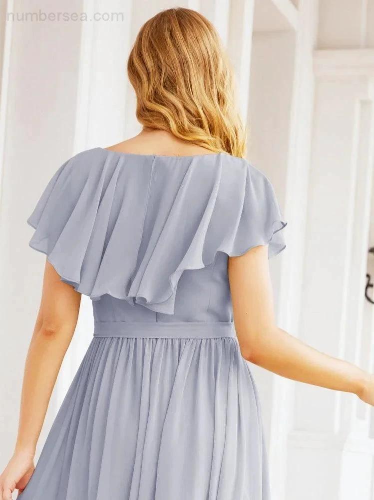 Bridesmaid Dresses with Flutter Sleeves Formal Evening Party Prom Gowns 28044 (ZD17033)