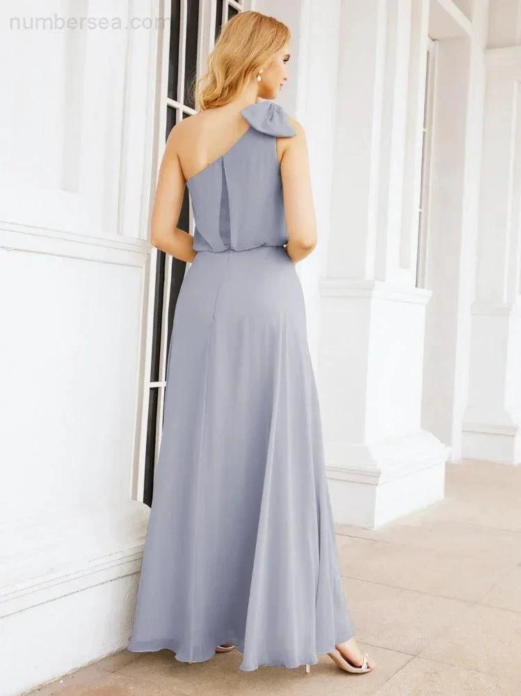 ZapDress Chiffon Ruffled One Shoulder Sleeveless Long Bride Dresses A-line Formal Evening Gown Side Split 28057 (ZD17041)