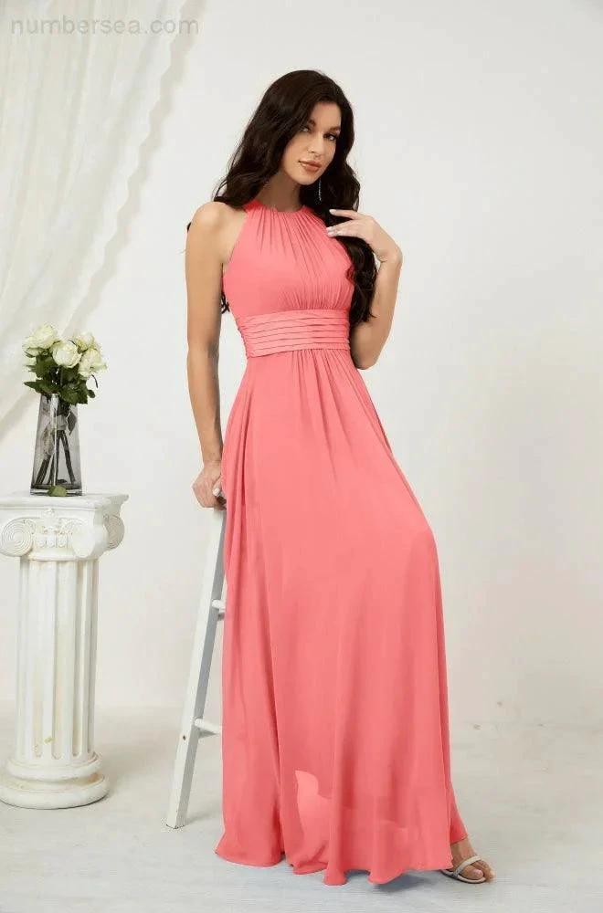 ZapDress Formal Party Gown Dress Chiffon Halter Long Sleeveless Bridesmaid Dresses 2802 (ZD16960)