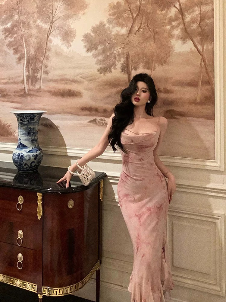 Classy Mermaid Spaghetti Straps Pink Prom Dresses Birthday Outfits Evening Gown - View 3 | FashionDia