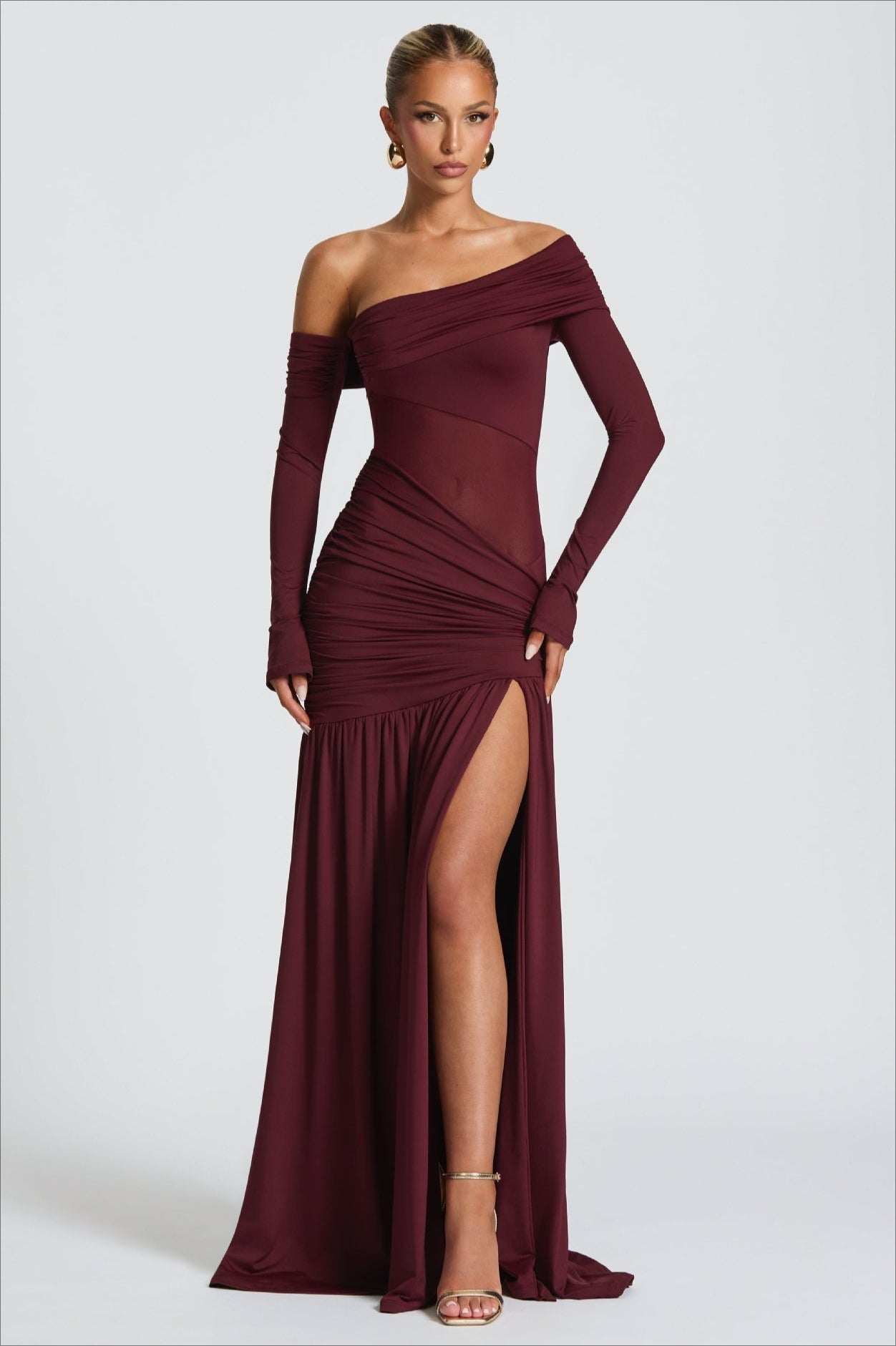 Sheer Pleated Off Modern Dress for Streetwear Style Boutique Fashion Style