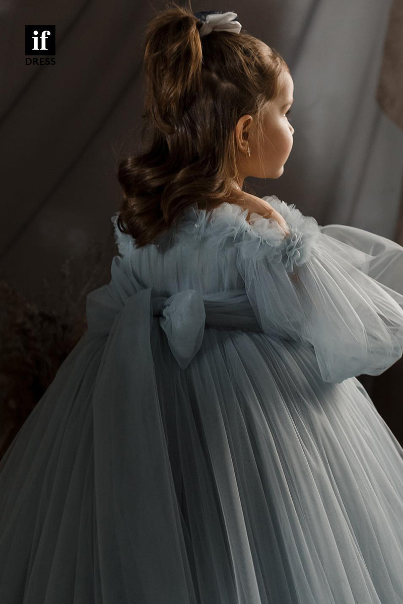 30315 - Ball Gown Tulle Long Sleeves Flower Girls Dress Cute First Communion Dress