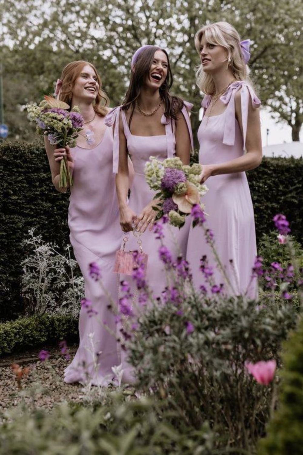 Sweety A Line Spaghetti Straps Pink Long Bridesmaid Dress with Bowknot