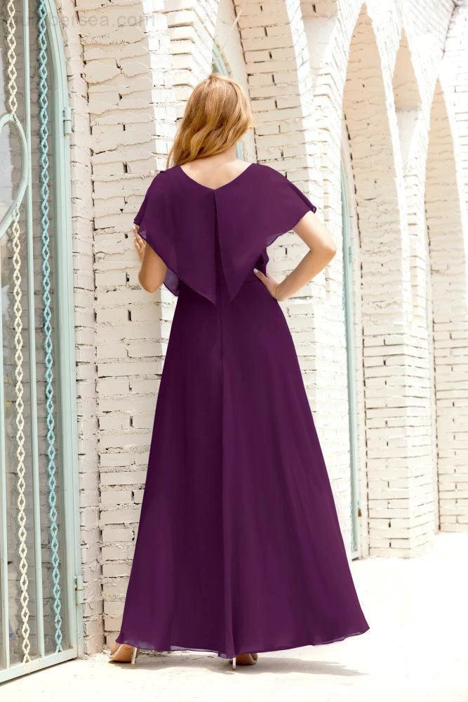 Zapdress Mother of The Bride Dresses Plus Size V-Neck Floor Length Formal Prom Dress for Wedding Guest 28020 (ZD17058)