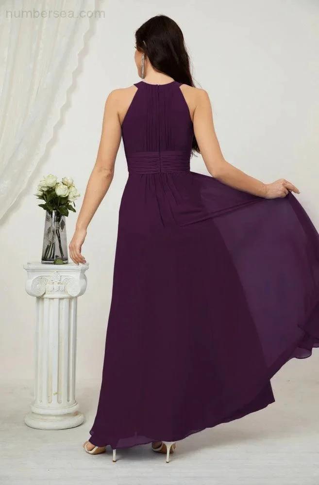 ZapDress Formal Party Gown Dress Chiffon Halter Long Sleeveless Bridesmaid Dresses 2802 (ZD16960)