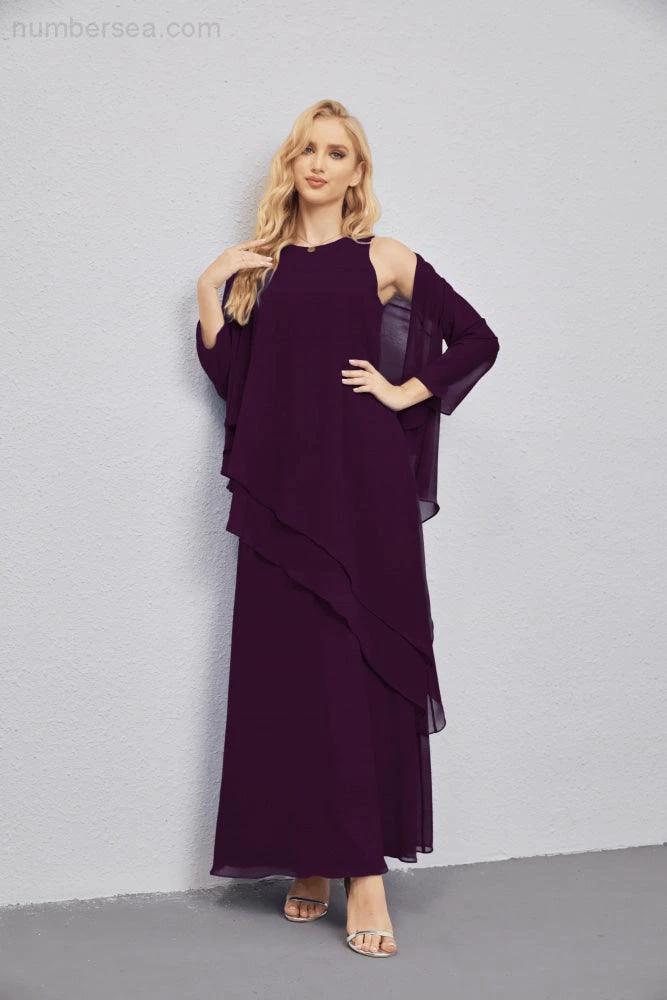 Mother of Bride Dresses with Open Front Lightweight Cardigan Formal Prom Gown 28081 (ZD16990)
