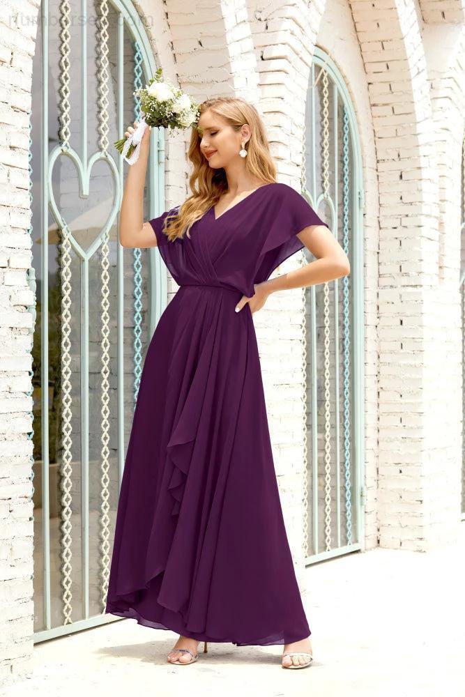 Zapdress Mother of The Bride Dresses Plus Size V-Neck Floor Length Formal Prom Dress for Wedding Guest 28020 (ZD17058)