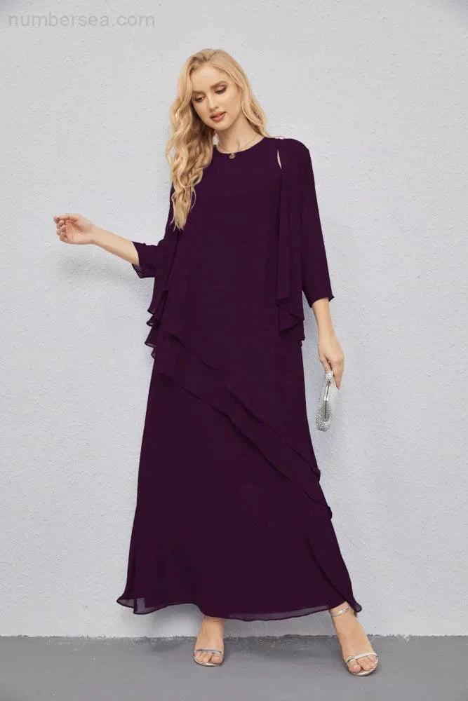 Mother of Bride Dresses with Open Front Lightweight Cardigan Formal Prom Gown 28081 (ZD16990)