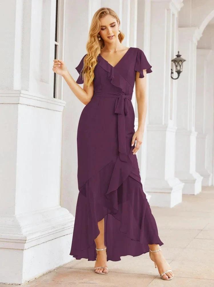 Numbersea Ruffled Bridesmaid Dresses Mermaid Formal Violin Evening Party Prom Gowns 28042 by numbersea