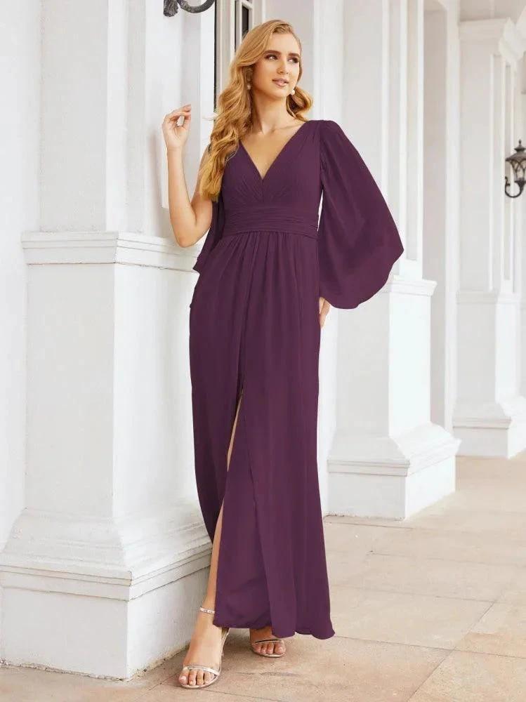 Numbersea Bridesmaid Dresses with Split for Wedding Party Flutter Sleeves 28045 by numbersea