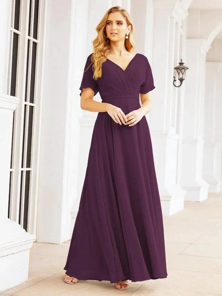 Numbersea Formal Prom Gowns for Mother of The Bride Short Sleeves Bridesmaid Dress 28049 by numbersea