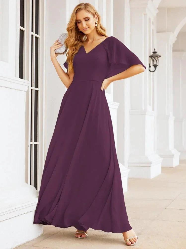 Numbersea Bridesmaid Dresses for Wedding Formal Evening Party Prom Gown with Cape 28050 by numbersea