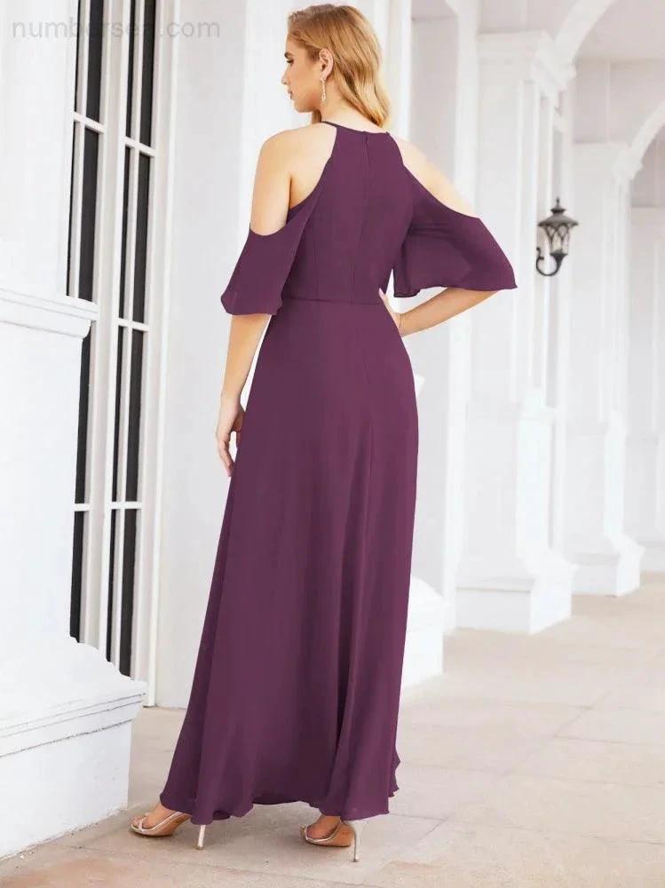 ZapDress Cold Shoulder Bridesmaid Dresses A-Line Long Formal Evening Gowns 28074 (ZD17048)