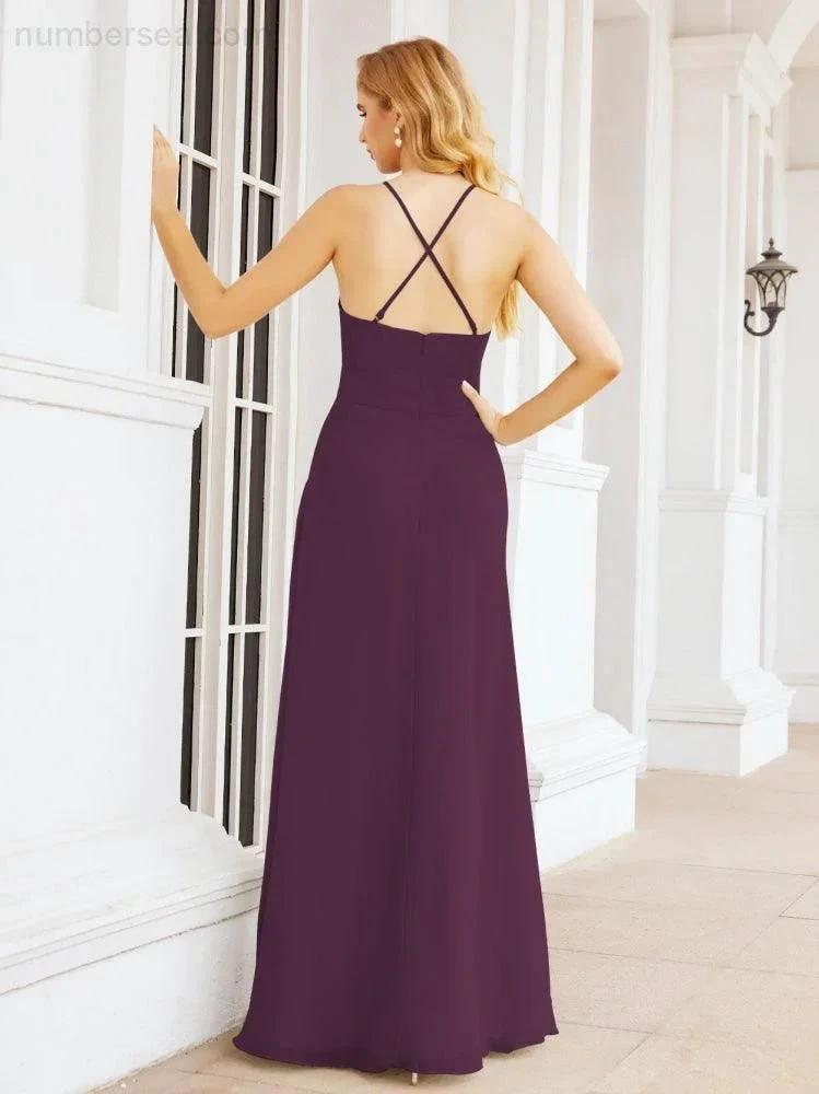 ZapDress Halter Bridesmaid Dresses with Pockets Sleeveless Formal Evening Party Prom Gowns 28055 (ZD17039)