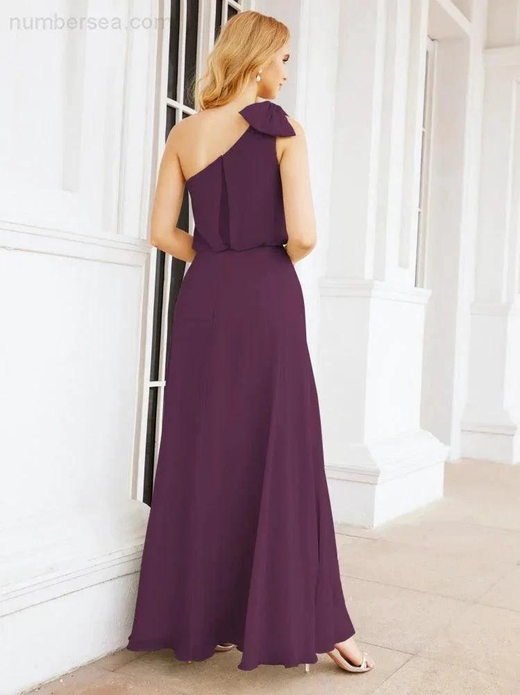 ZapDress Chiffon Ruffled One Shoulder Sleeveless Long Bride Dresses A-line Formal Evening Gown Side Split 28057 (ZD17041)