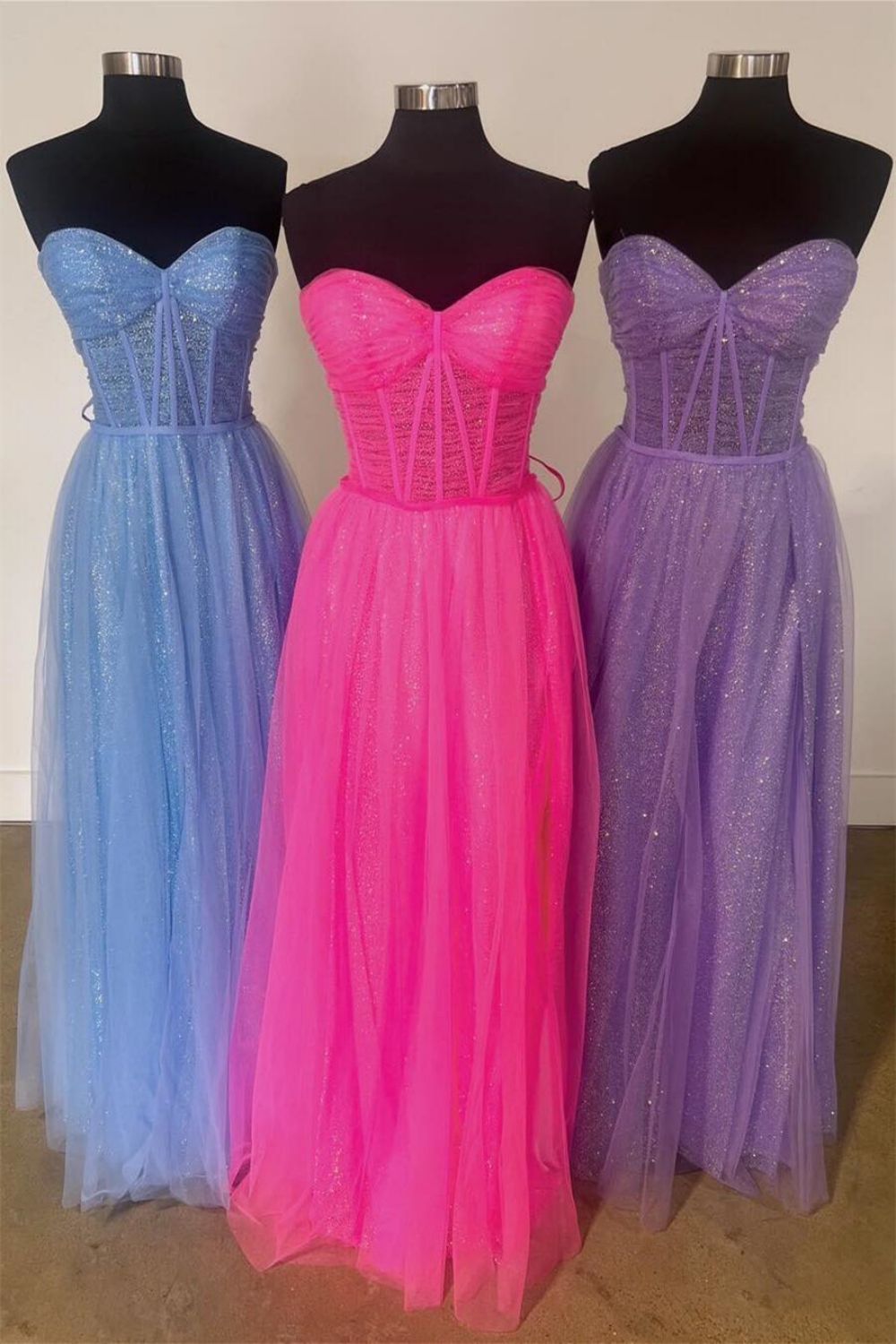 Bling A Line Sweetheart Hot Pink Corset Prom Dress - FashionDia