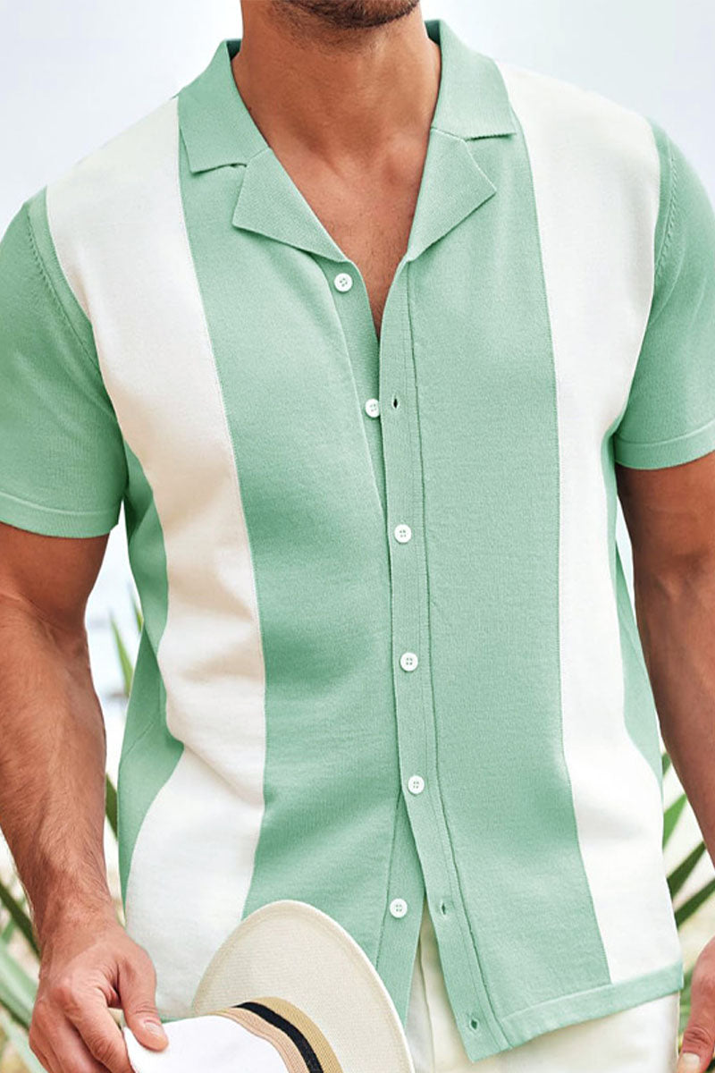 Summer Men's Business Casual Hawaiian Collar Short Sleeve POLO Cardigan - Fashionpara