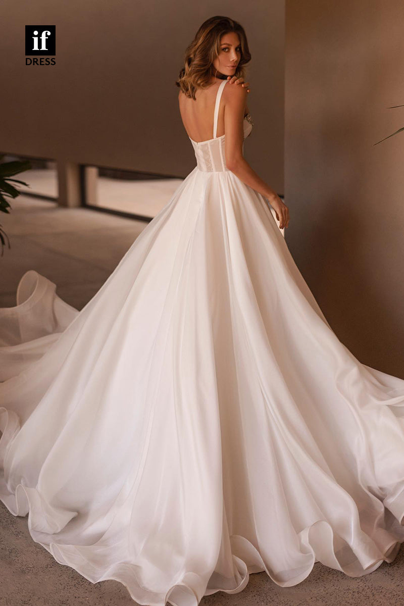 31508 - Romantic Straps Sweetheart Beads A-Line Boho Wedding Dress