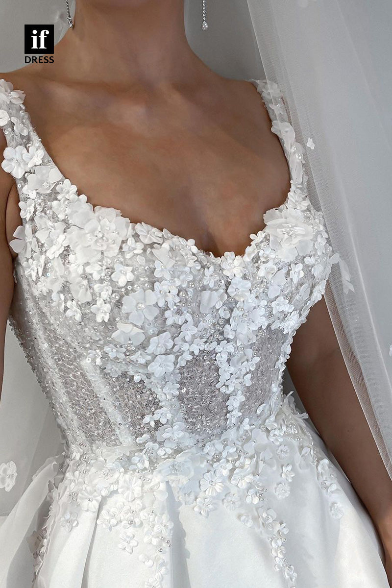 31509 - Romantic A-Line Sweetheart Appliques Beach Wedding Dress