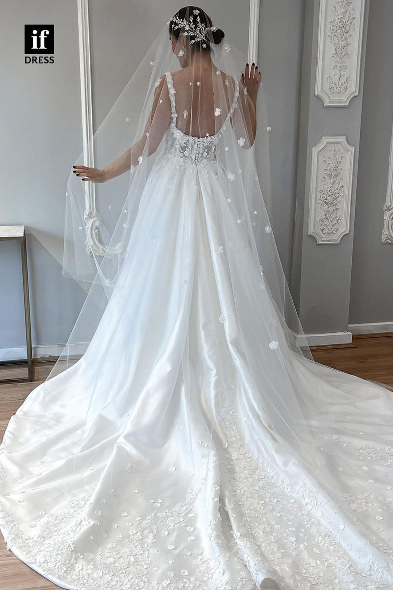 31509 - Romantic A-Line Sweetheart Appliques Beach Wedding Dress