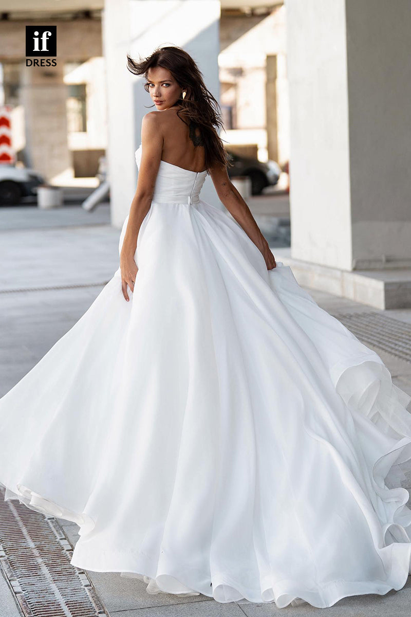 31560 - Glamorous A-Line Off-Shoulder Sweetheart Pearls Tulle Wedding Dress