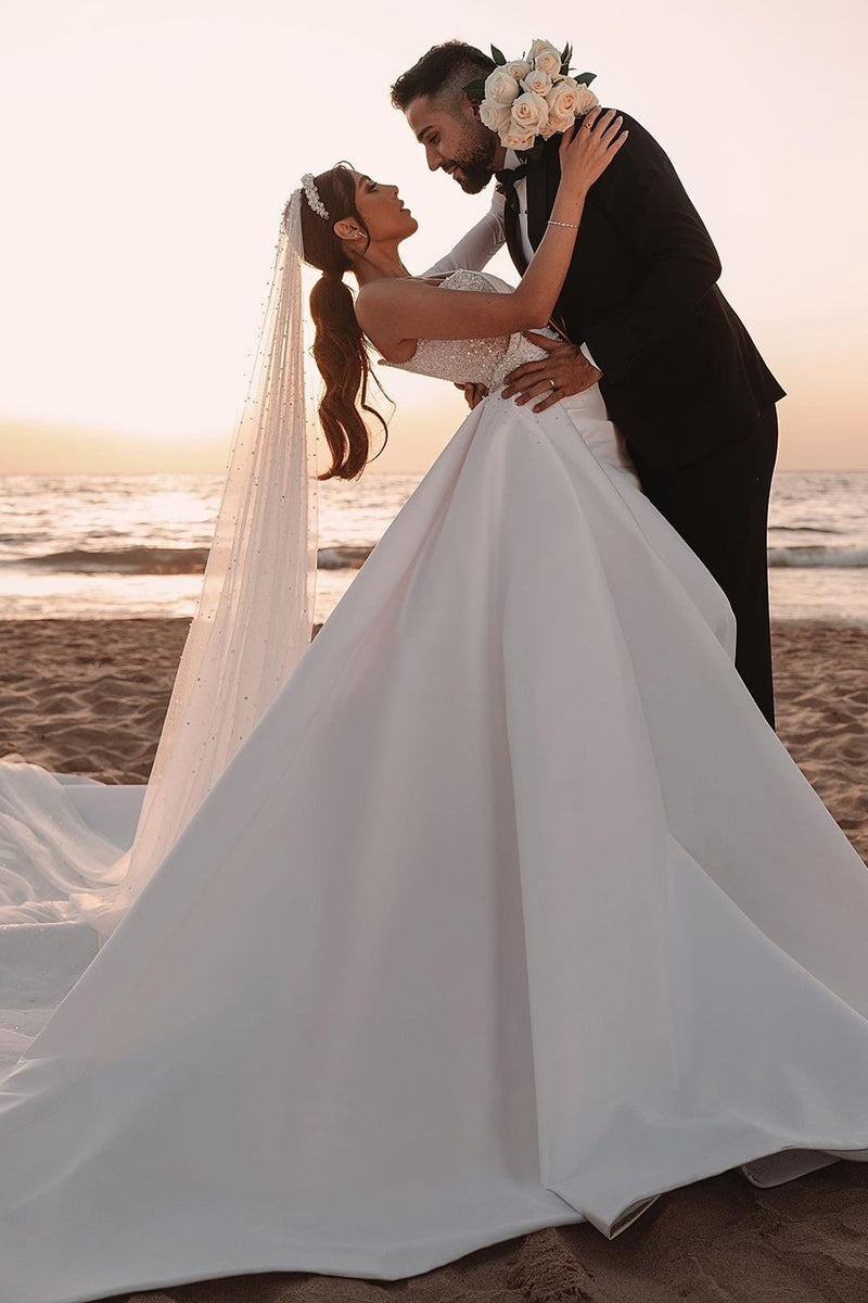 31697 - Ball Gown Scoop Long Sleeves Luxury Wedding Dress
