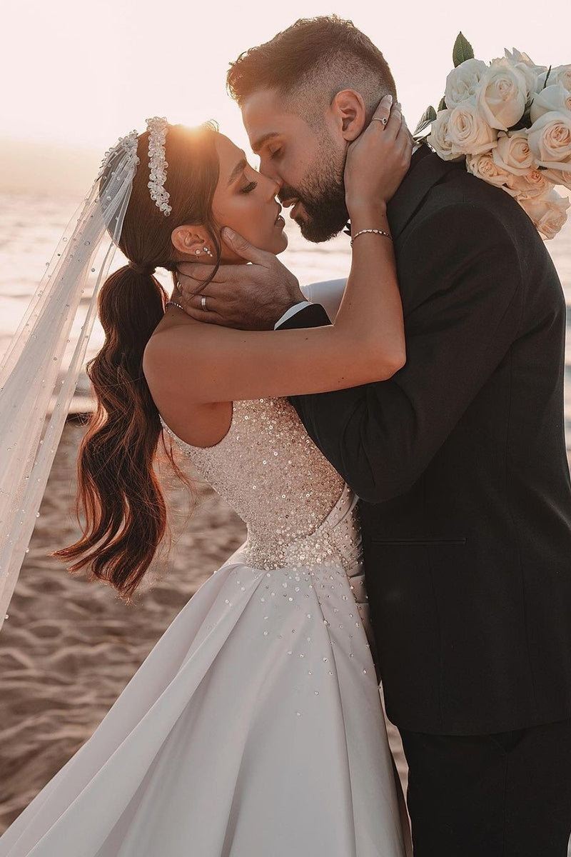 31697 - Ball Gown Scoop Long Sleeves Luxury Wedding Dress