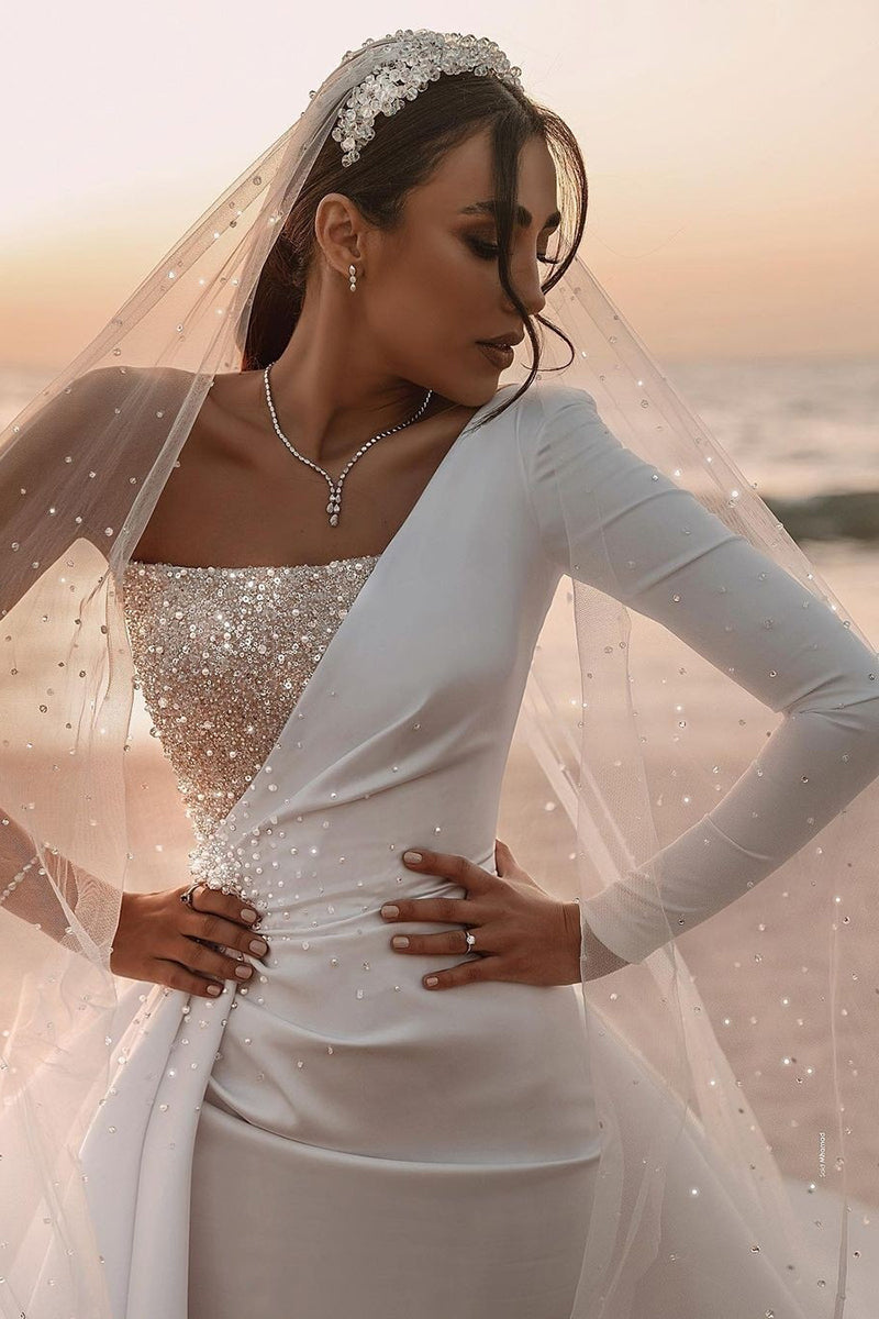 31697 - Ball Gown Scoop Long Sleeves Luxury Wedding Dress