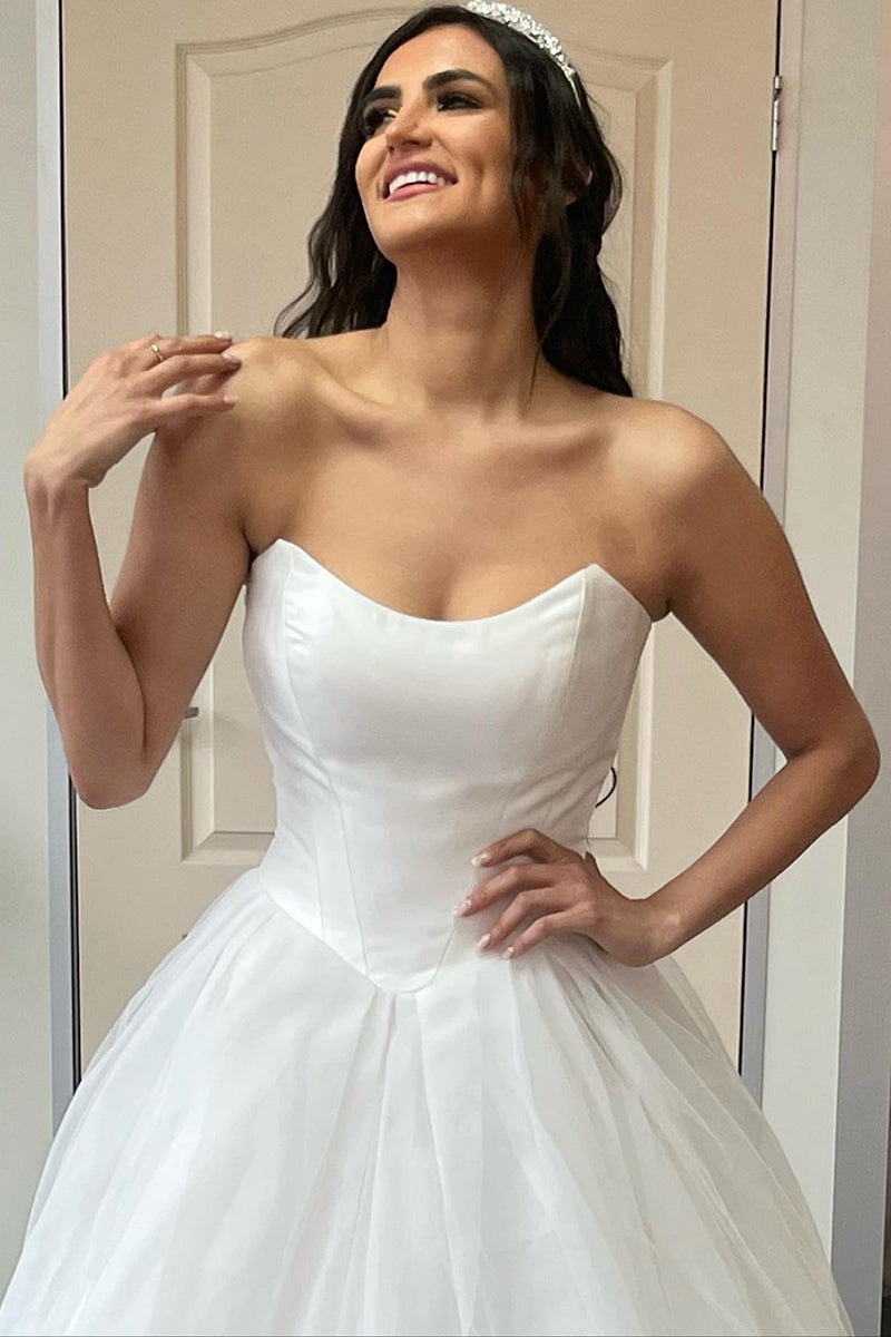 31700 - A Line Strapless Ivory Simple Rustic Wedding Dress