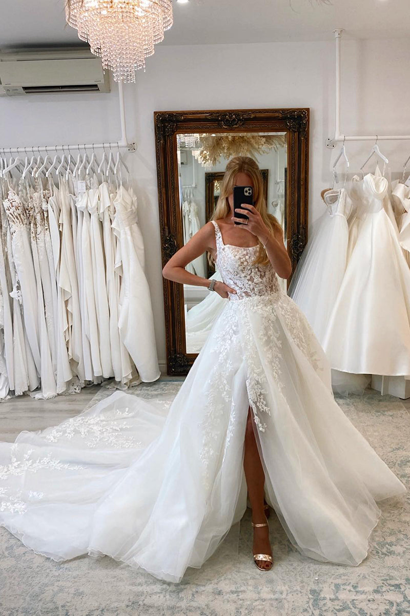 31706 - A Line Lace Appliques Rustic Wedding Dress Bridal Gown