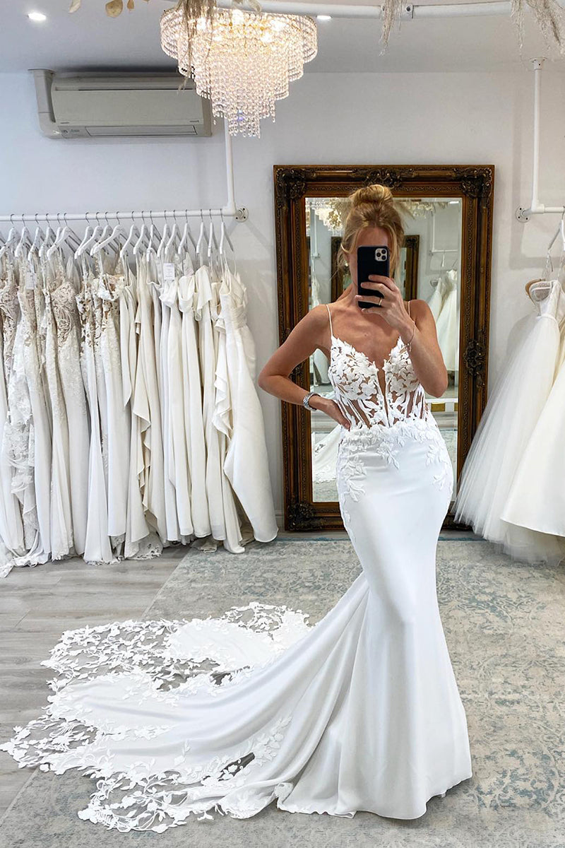 31707 - Attractive V-Neck Lace Appliques Bohemian Wedding Dress