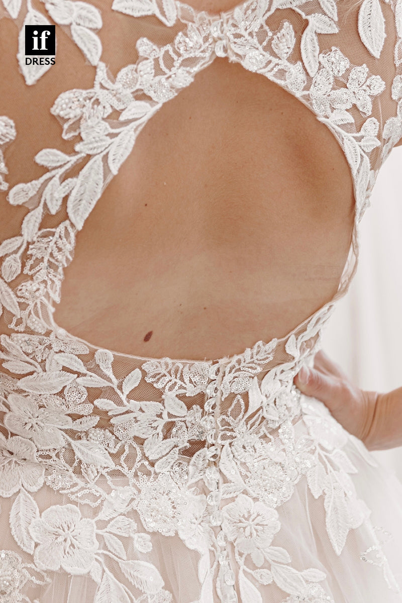 31724 - Sexy Spaghetti Straps V-Neck Appliques Boho Wedding Dress