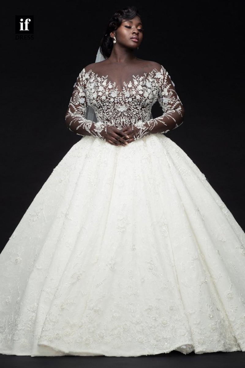 31733 - Luxurious Ball Gown Lace Appliques Bohemian Wedding Dress