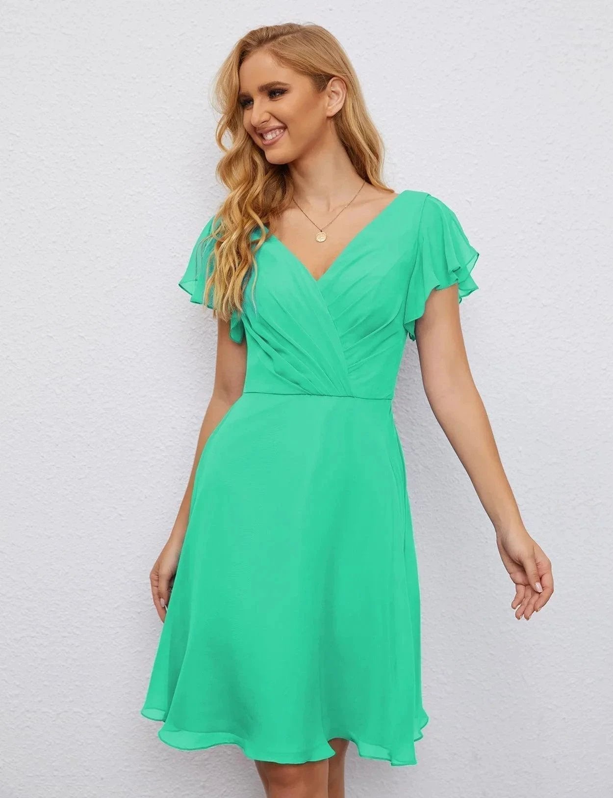 ZapDress U Back Homecoming Dress Formal Prom Dress Knee Length Short Sleeves Cocktail Party Dress 28077 (ZD16953)