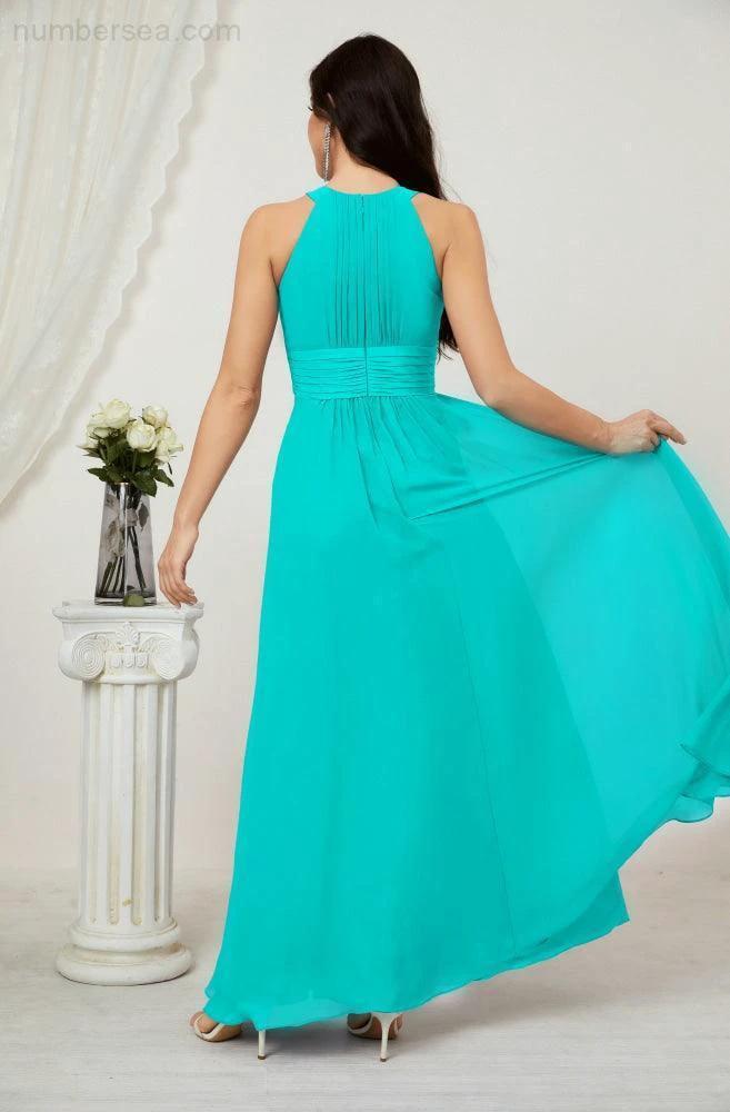 ZapDress Formal Party Gown Dress Chiffon Halter Long Sleeveless Bridesmaid Dresses 2802 (ZD16960)
