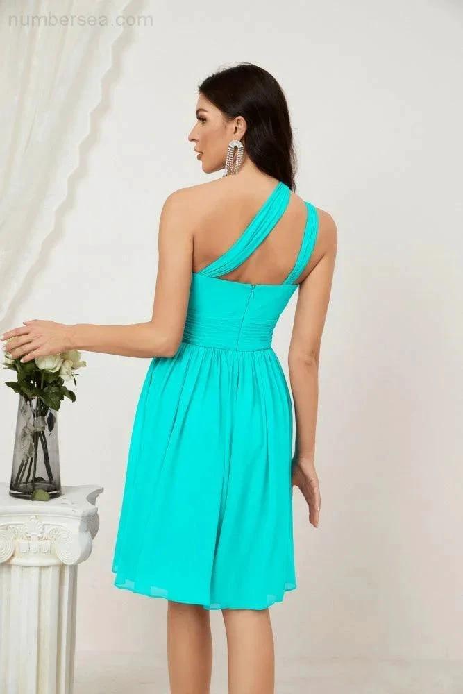 ZapDress Women Chiffon Short One Shoulder Bridesmaid Dress Formal Dresses for Party Homecoming 2804 (ZD16948)