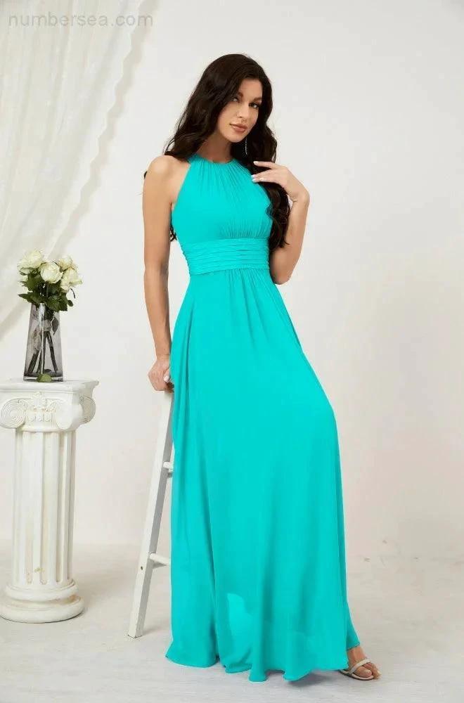 ZapDress Formal Party Gown Dress Chiffon Halter Long Sleeveless Bridesmaid Dresses 2802 (ZD16960)