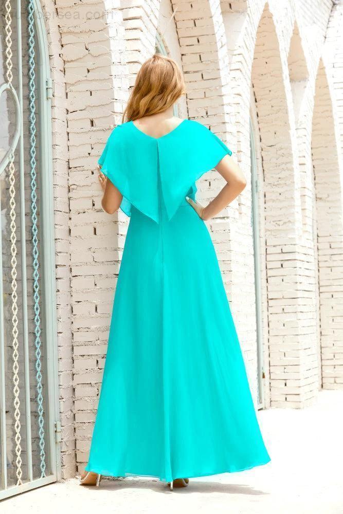 Zapdress Mother of The Bride Dresses Plus Size V-Neck Floor Length Formal Prom Dress for Wedding Guest 28020 (ZD17058)